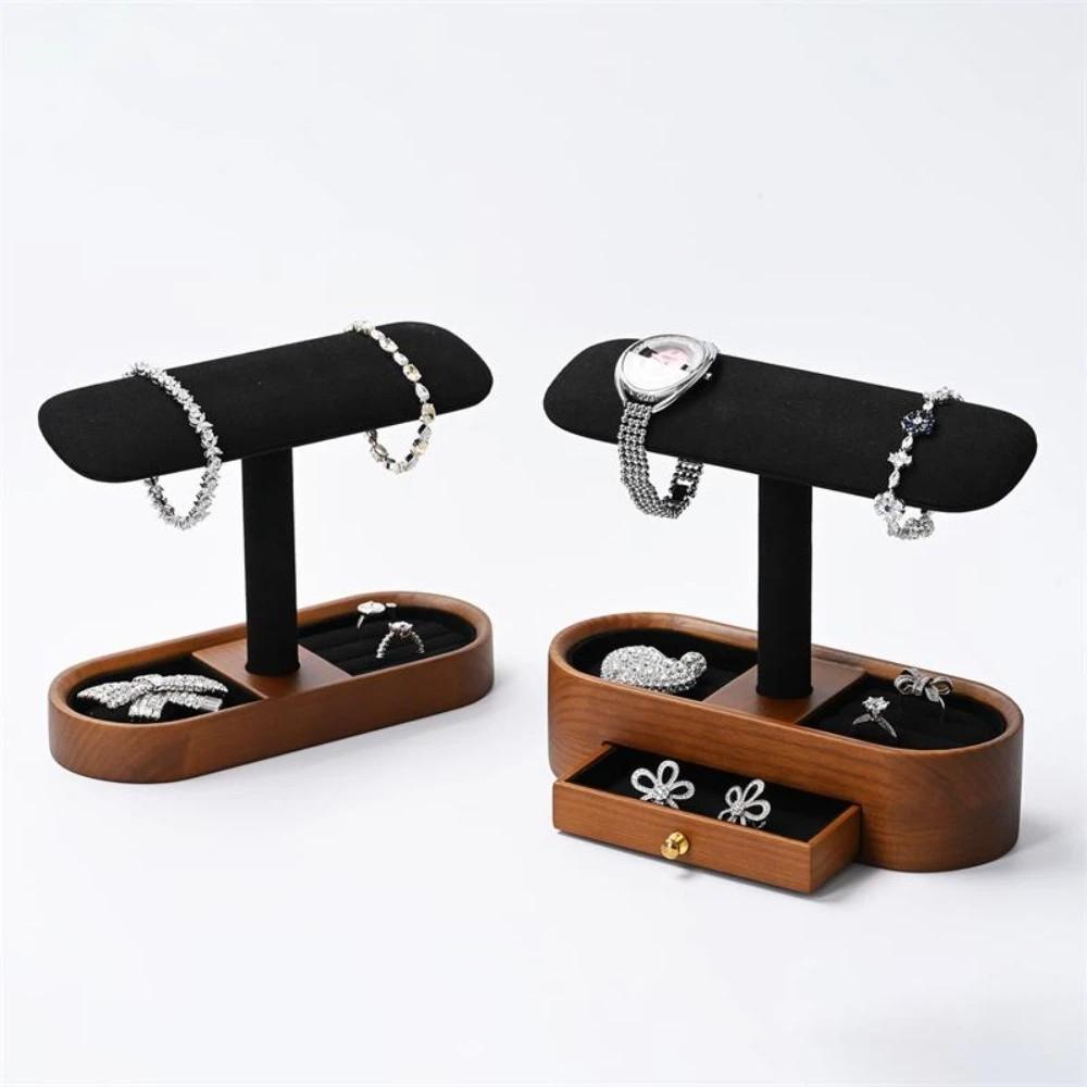 Space-saving Wooden Jewelry Organizer T-bar Design Watch Display Stand  Home Use