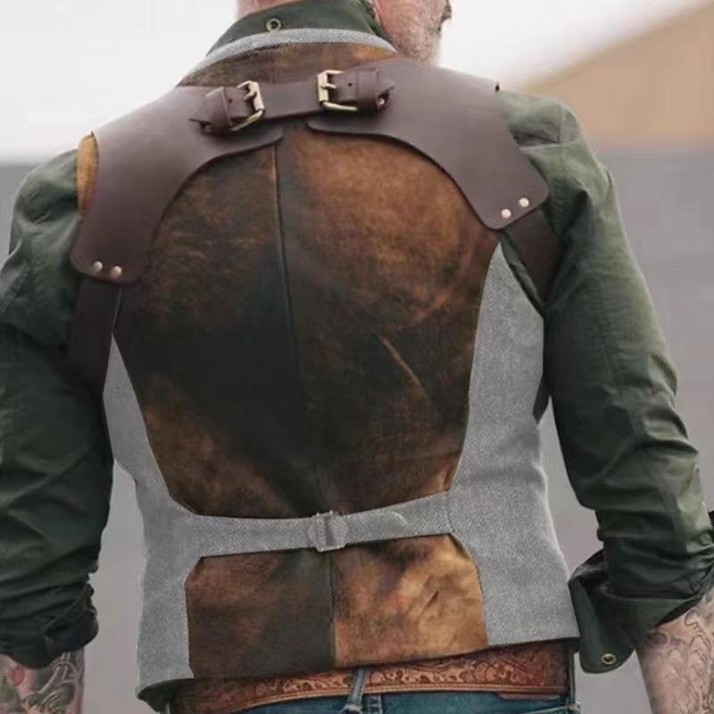 New Fashionable Men's Patchwork Color Contrast British Style Simple Casual Vest with Multiple Colors