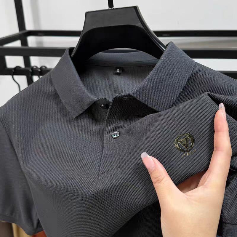 

Cotton Men s Polo Shirt Lapel Short Sleeve T-Shirt Summer Exquisite Letter Print Luxury Fashion Business Men s Wear 4XL