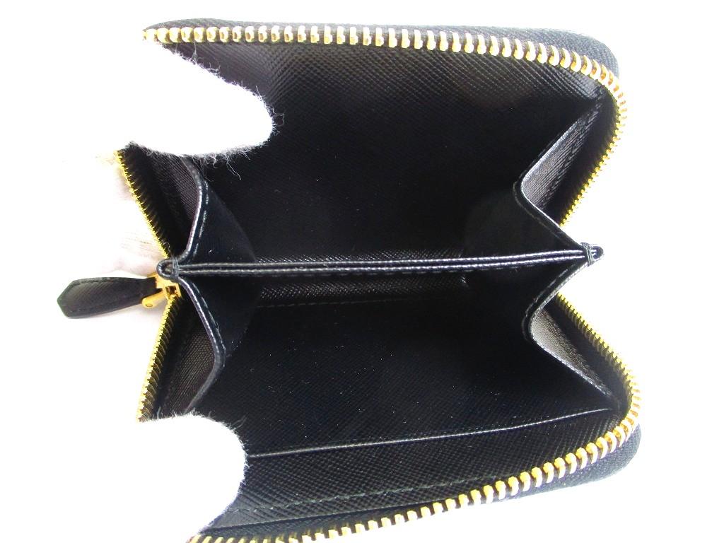 Authentic PRADA Saffiano Metal Black Leather Coin Case Purse #b148  Open box