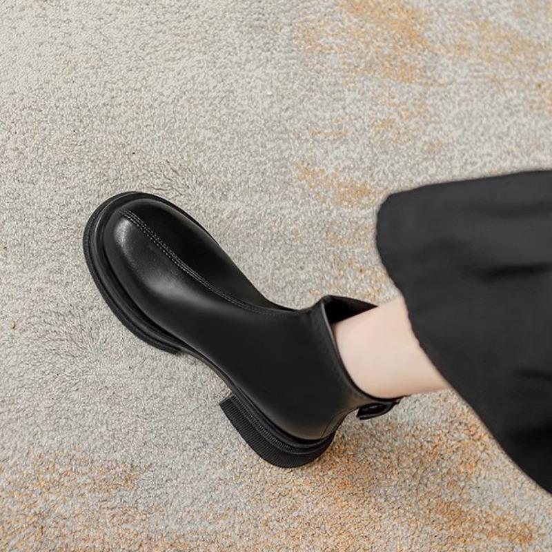 Hong Kong mote støvletter i mykt skinn dame høst og vinter nye tynne støvletter komfortable allsidige plattformstøvletter dame