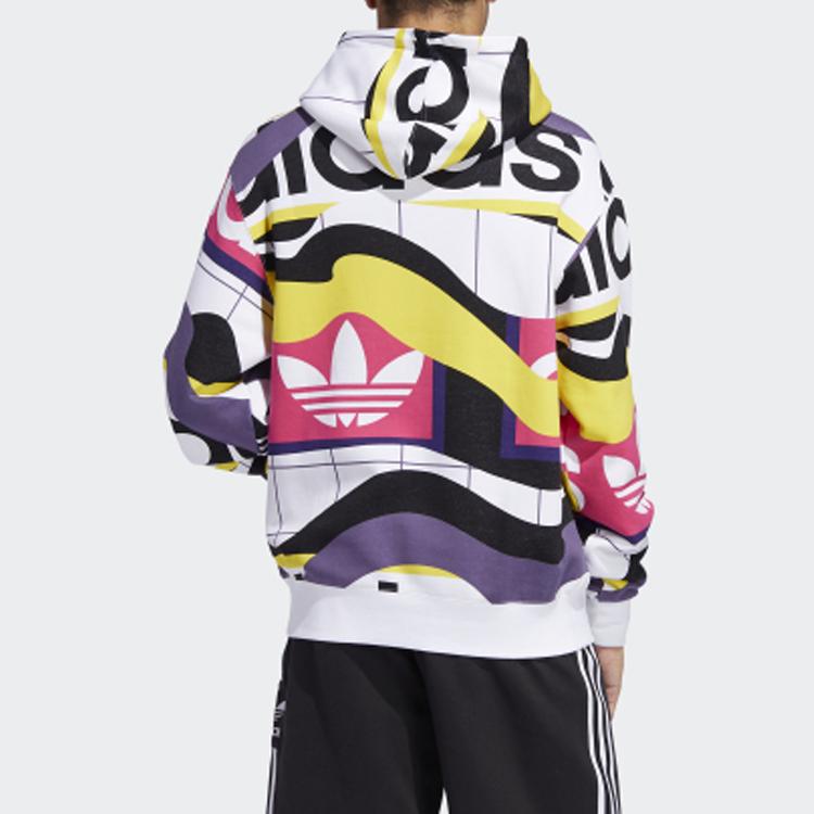 Adidas Originals Trefoil Catalog All-Over Print Hoodie Men Tops White FM1566