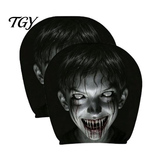 Breathable Car Interior Accessories 2Pcs Halloween Headrest Covers, Creepy Ghost Face Seat Universal Fit Protector, Auto Decor for SUV Truck
