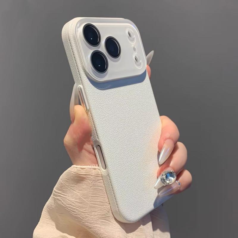 Fashion Lychee Leather Texture Silicone Case for iPhone 17 Air 16 15 14 Plus 13 12 Pro Max Glass Camera Lens Protect Matte Cover