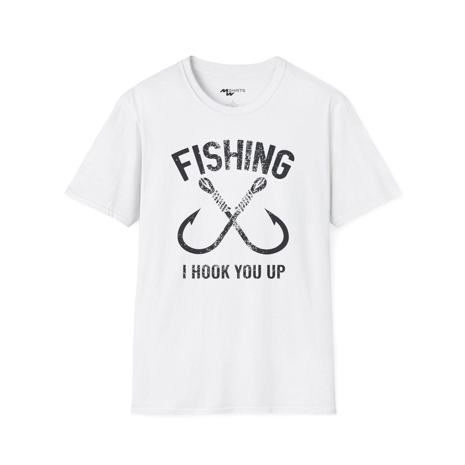 Crossed Fishing Hooks T-Shirt: Funny Fishing Lover Gift M