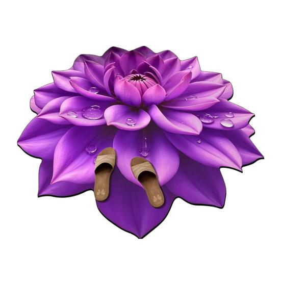 Diatomaceous Earth Floor Mat 3D Realistic Floral Design Bath Mat Non-Slip Absorbent Mat Quick-Drying Easy to Clean Shower Rug