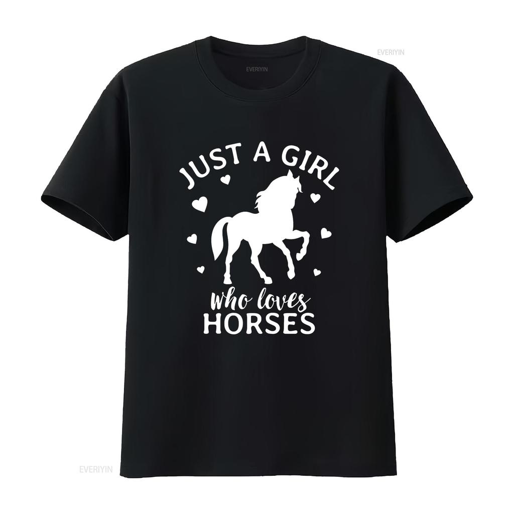 Just A Girl Who Loves Horses Cowgirl Horse Riding T Shirt vintage Washed homme graphic Casual Stylish Versatile streetwear Soft