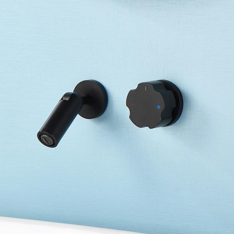 Brushed Gold Bathroom Wall Mounted Concealed Mixer Faucet Bathroom Hot And Cold Mixer Tap