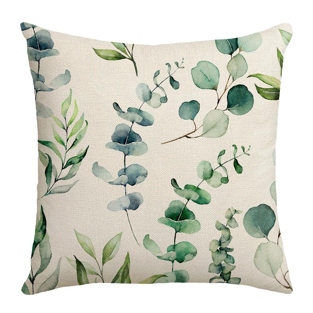 New Summer Pillow Case Eucalyptus Leaf Plant Print Pillow Decorative Sofa Bedside Backrest Pillow Case