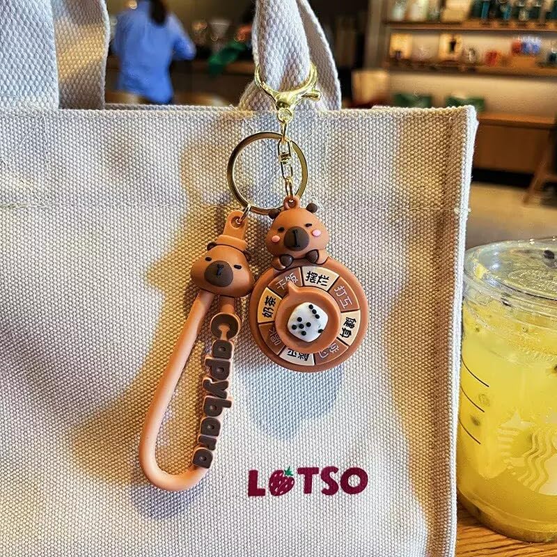 Capybara Rotating Cute Cartoon Bag Charm [LeChengMM] Keychain. (Type 2)