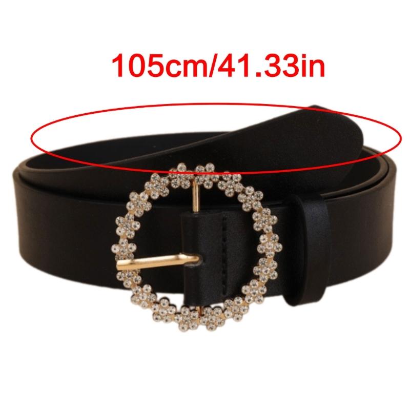 Stylish Rhinestones Embellished Waist Belt Soft PU Leather Waist Girdle Adjustable Strap For Dresses And Outfits