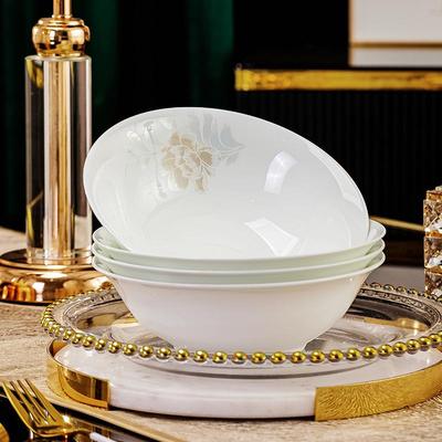 Conjunto de Tigelas de Porcelana Óssea Estilo Chinês: Tigelas Grandes para Sopa e Macarrão, Arroz, Pratos e Tigela Chapéu.