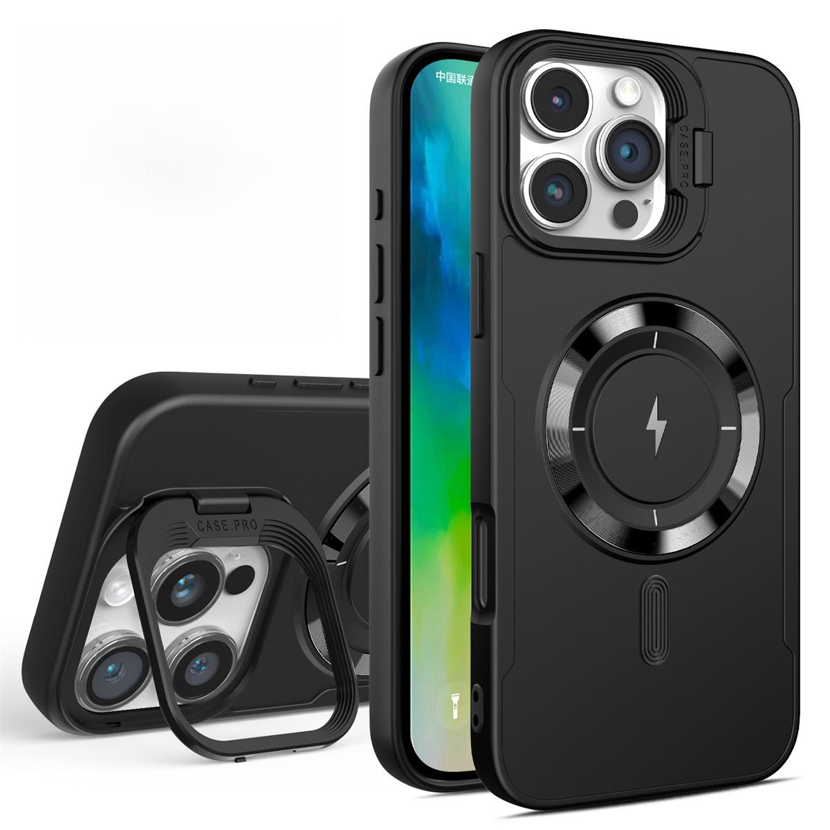 

Магнитный невидимый кронштейн для iPhone 16 Чехол для мобильного телефона 15pro Подходит для простого защитного чехла 12promax Apple iPhone16Promax чёрный