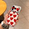Red Heart-shaped Leather Phone Case Suitable for iPhone 17, 16, 15, 14,13,12,11 Pro/Max/Plus Anti Drop and Shockproof Back Cover