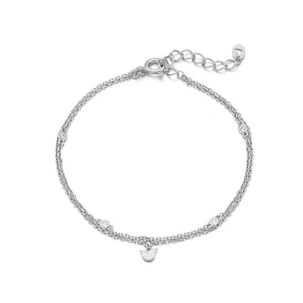 

Tulip Dew Double Chain Silver-White Bracelet Tbssvw11649M