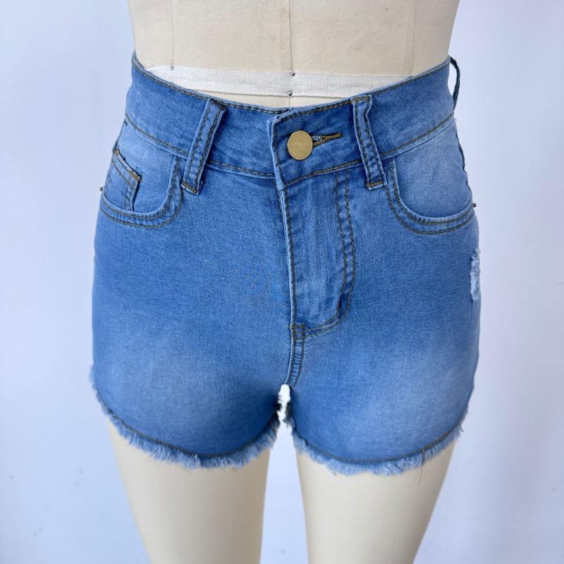 Shorts Denim Washed Women Jeans Tassel Solid Color High Waist Pockets Sexy Skinny Distressed 2025 Spring Vintage Streetwear Spliced