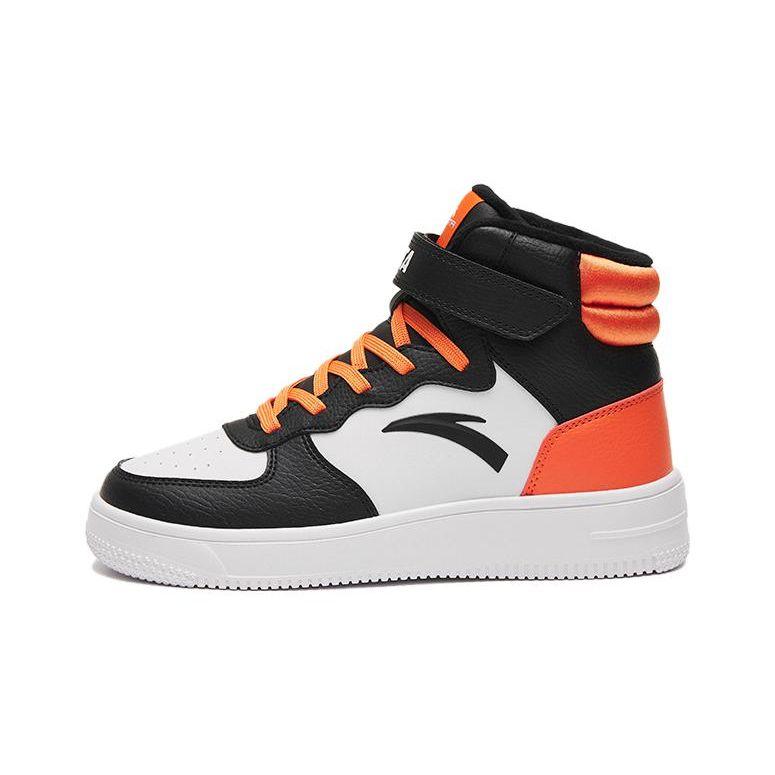 Anta Comfortable Fleece Lined Warm Simple Versatile High Top Sneakers Kids Sneakers Orange White Black A312246932J-3