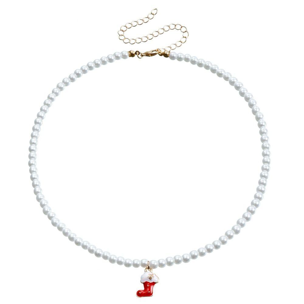 

Cartoon Pearl Chain Clavicle Chain Cartoon Pendant Choker Personality Christmas Necklace Gift B