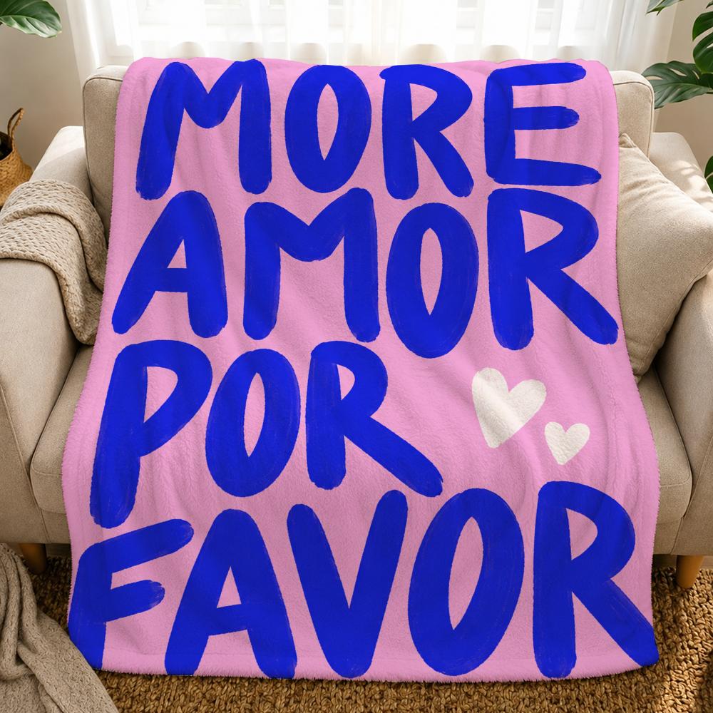 Colorful Love Quote Floral Pop Art Retro Aesthetic Throw Soft Flannel Throw Blanket For Couch Bed Sofa Warm Cozy All Season