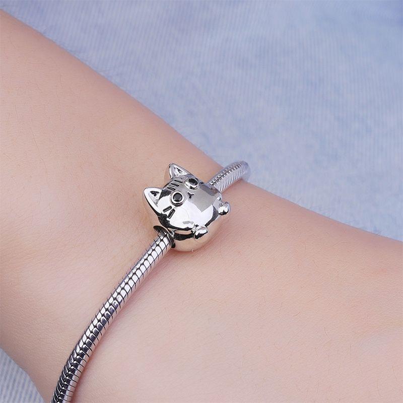 Braccialetto con Ciondolo Bambola Cartone Animato in Argento 925 Europa Carino Perline Pendenti Collana Ciondolo Gioielli Fai da Te per Donna Regalo