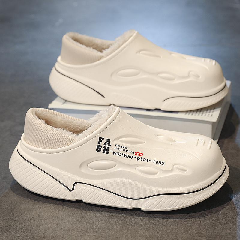 

Мужские тапочки зимние уличные теплые пушистые тапочки 2024 зимние тапочки домашние плюшевые женские хлопковые туфли унисекс зимние хлопковые туфли 36 бежевый