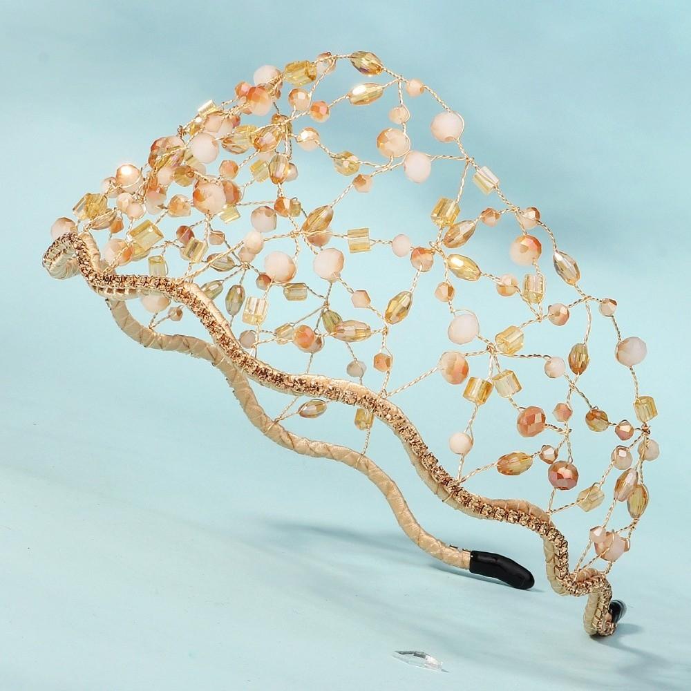 Wedding Headpieces Crystal Beads Hair Net Crown Elegant Headbands Bride Hair Bands  Party