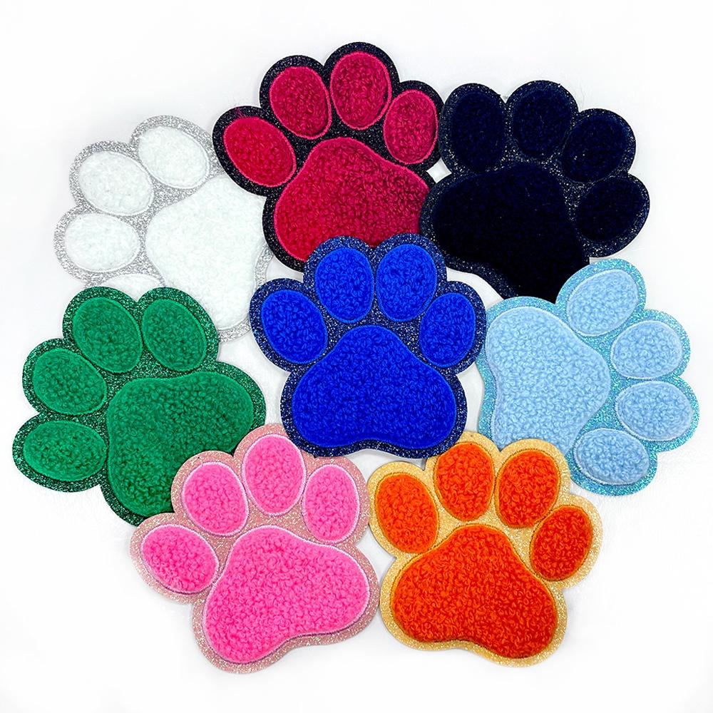 8 Pcs Paw Print Embroidered Patch Set - Colorful Paw Shaped Iron-On Patches for Jackets, Bags, and Accessories