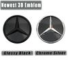 Car Sticker 2025 Hot For Mercedes Benz Chrome Silver And Glossy Black  Car Front Grilled Star Emblem Illuminated Logo For Merced