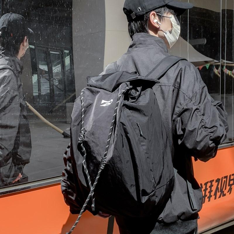 Workwear style large capacity backpack trendy cycling backpack men s sports short distance travel bag college student backpack w