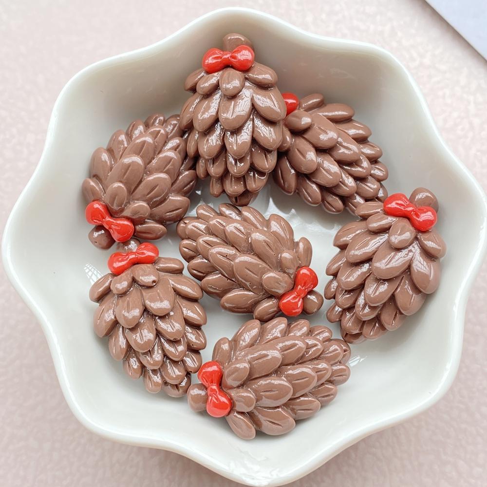 10Pcs New Cute Resin Cartoon Christmas Snowman, Tree Series Flat Back Scrapbooking DIY Jewelry Craft Decoration Accessories