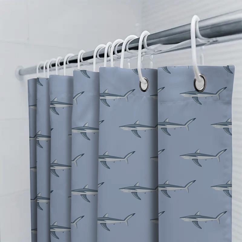 Shark Pattern Shower Curtain Blue Bathroom Decor For Home Decoration