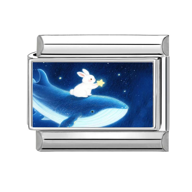 Y2K Lovely Animals Cat Dog Rabbit Moon Butterfly Flower Cactus Italian Charm Fit 9mm Stainless Steel DIY Making Bracelet Jewelry