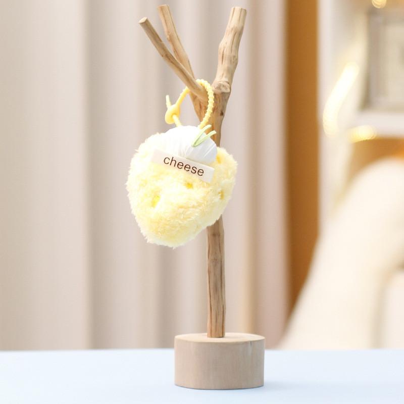 Cute Afternoon Tea Cake Plush Keychain With Soft Short Pile For Bag Decor