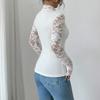New Fashionable Lace-Trimmed Knit Long-Sleeved Slim Fit T-Shirt Top