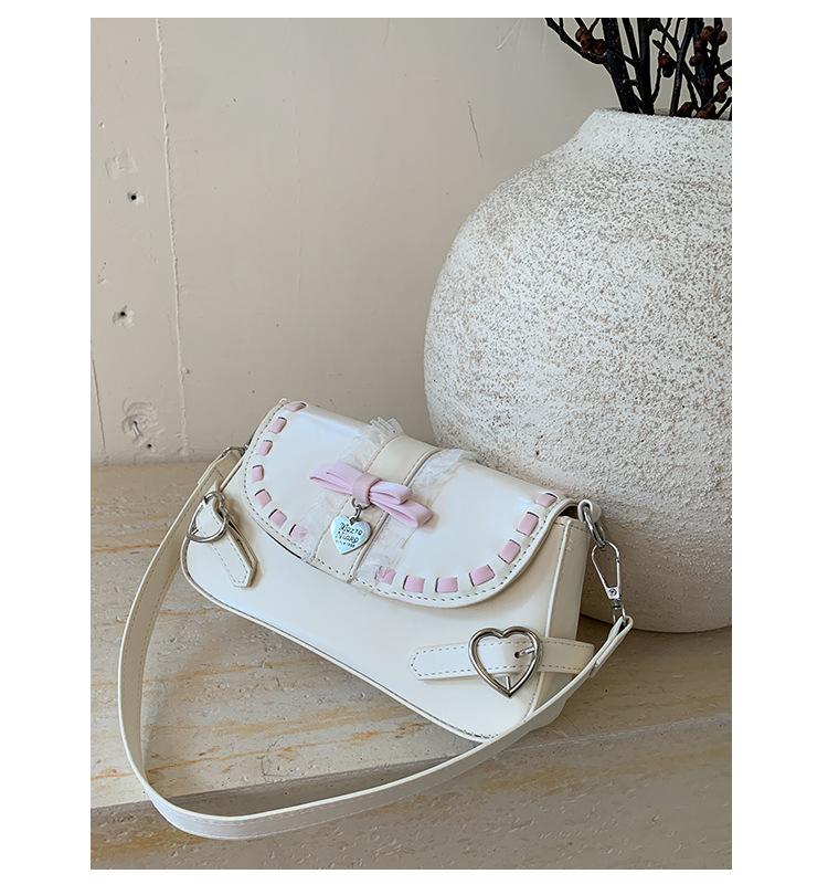 

Niche sweet bow underarm bag women s 2025 new fashion versatile shoulder messenger bag commuter handbag білий