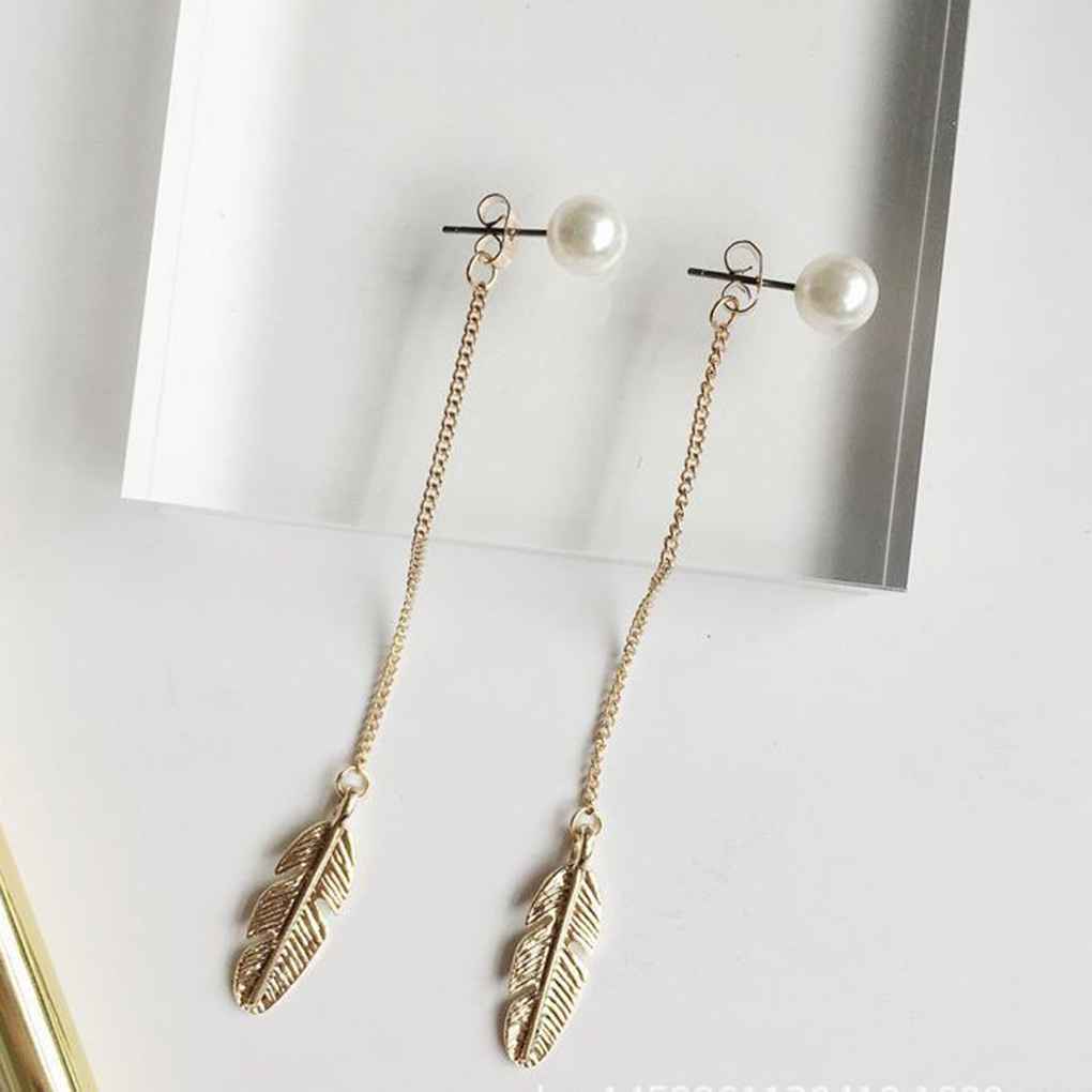 Women Girl Golden Long Tassel Dangle Alloy Ear Drop Earring Rhinestones Pin Female Jewelry Accessories