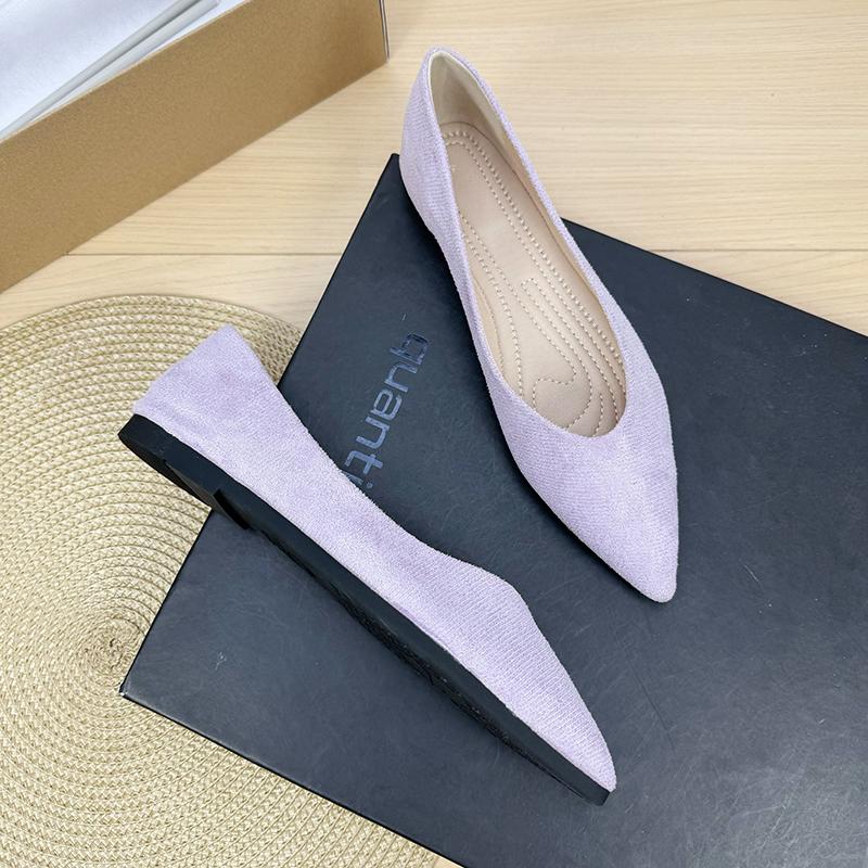 Fashion Flat Shoes for Women 2025 Spring and Autumn New Style Suede Pointed Shallow Mouth Soft Sole Large Size Women's Shoes