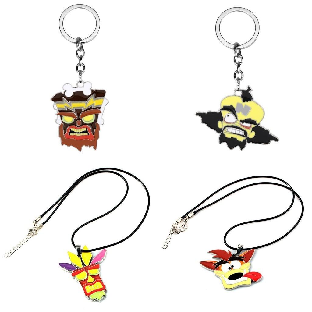 Premium Kvalitet Crash Bandicoot Actionfigur Aku Maske Dr Neo Cortex Nøkkelring Anheng