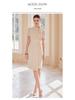 Goddess Style Slimming Lace-Up Stand Collar Dress with Figure-Flattering Patchwork and Fake Two-Piece Design