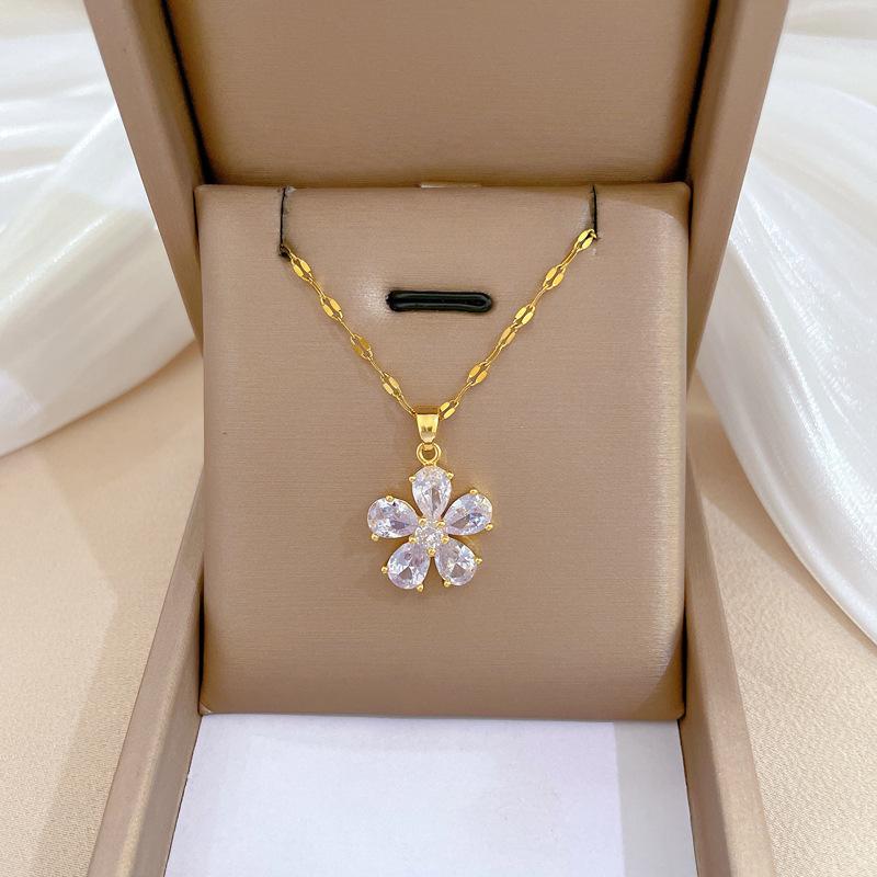 Light Luxury Full Diamond Micro-Inlaid Design Temperament Smart Shining Necklace Women, Simple Pendant