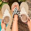 Women's Summer Open-Toe Pearl Thong-Style Roman Beach Sandals With Elastic Heel Strap, Available In Large Sizes.
