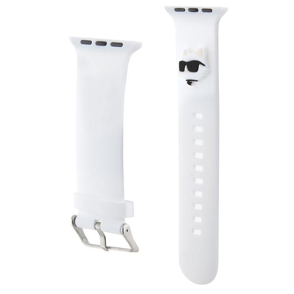 Karl Lagerfeld Pasek Klawlslcnh Apple Watch 42/44/45/49Mm Biały/White Strap 3D Rubber Choupette Head