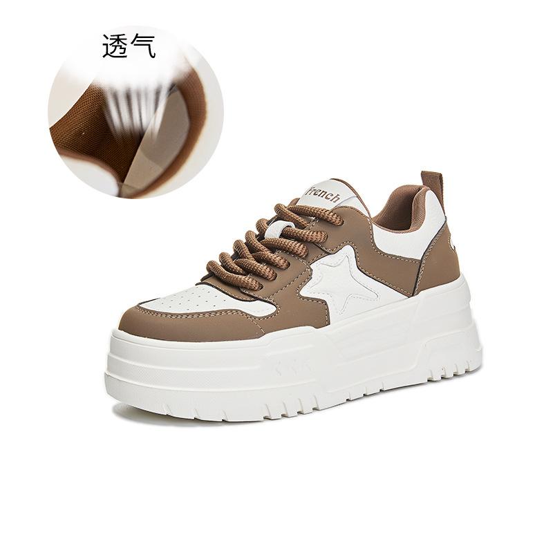 

Кожаные маленькие белые туфли на пенопластовой подошве женские 2025 весна новые универсальные туфли на платформе, цветные кеды, модная повседневная женская обувь 35