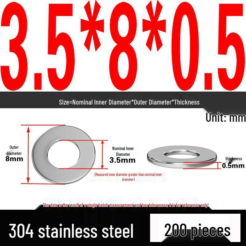 Thickened 304 Stainless Steel Flat Washer Spacer (M2-M36)