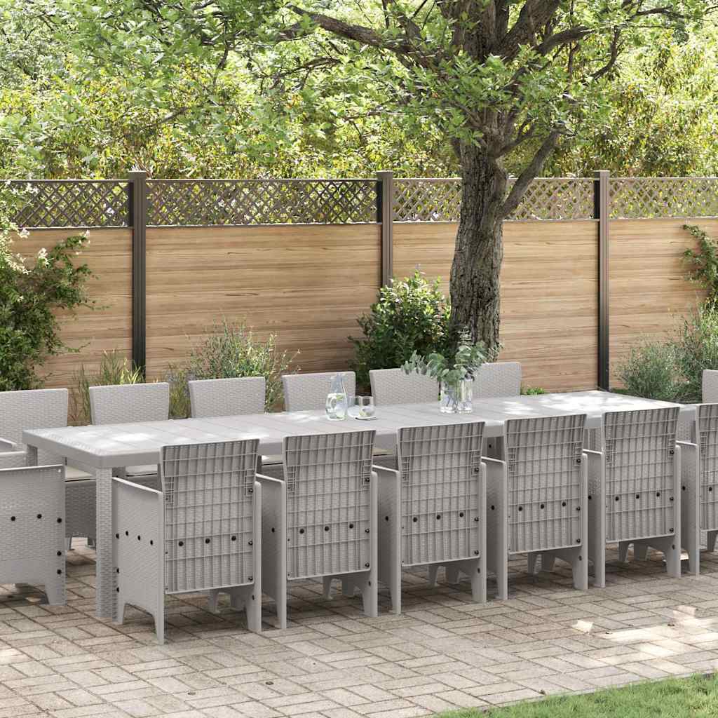 Garden Dining Set 15 pcs Light Grey Poly Rattan