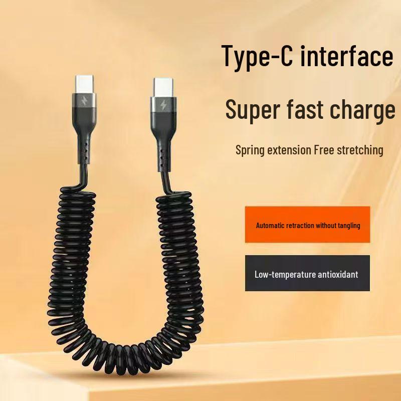 6A Ultra-Fast Charging Retractable Type-C Cable for Apple & Huawei - Car & Motorcycle Compatible