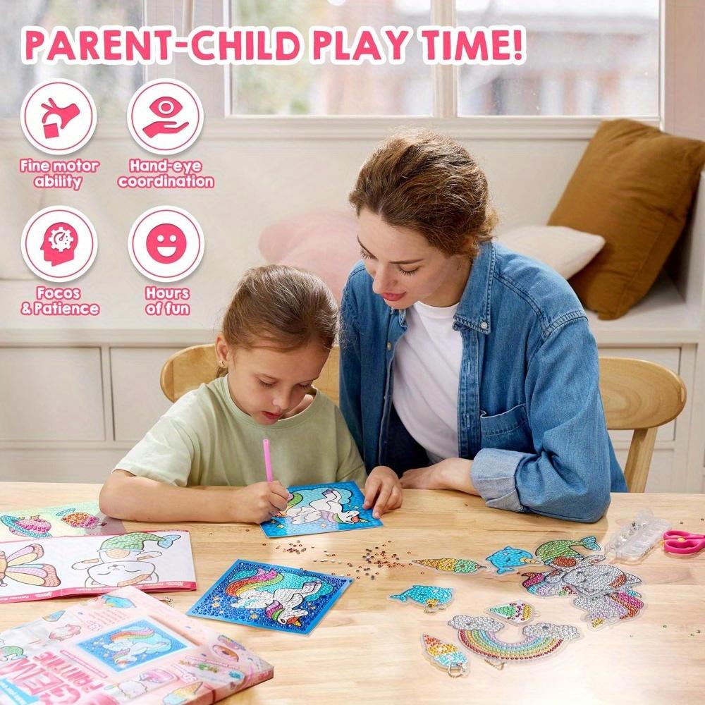 JOYFY 16 Projekte Edelsteinmalerei Kinder Diamant-Edelsteinmalerei-Set mit 5D-Edelsteinen für Mädchen im Alter von 6-12 Jahren Edelstein-Bastelaktivitäten-Sets Geschenk