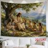 2D Flat, 1pc 2D Flat Tapestry Under the Tree, A Wise Teacher Shares Wisdom with in a Serene Mountain Valley, 2D Flat