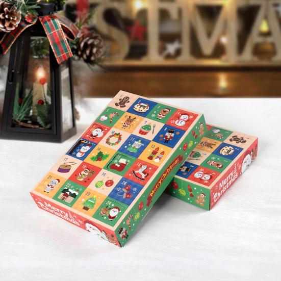 5 Pcs 24-Grid Advent Calendar DIY Fillable Empty Boxes 24-Day Christmas Countdown Calendar Candy Wrapping Boxes for Holiday Christmas Party Favors