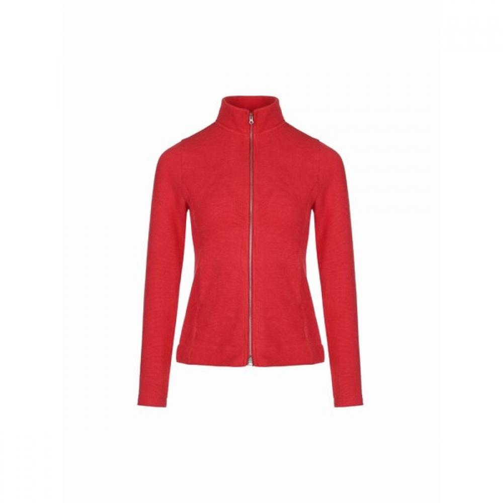 Bermudagrass Two Way Ribbed Zip Cardigan Red